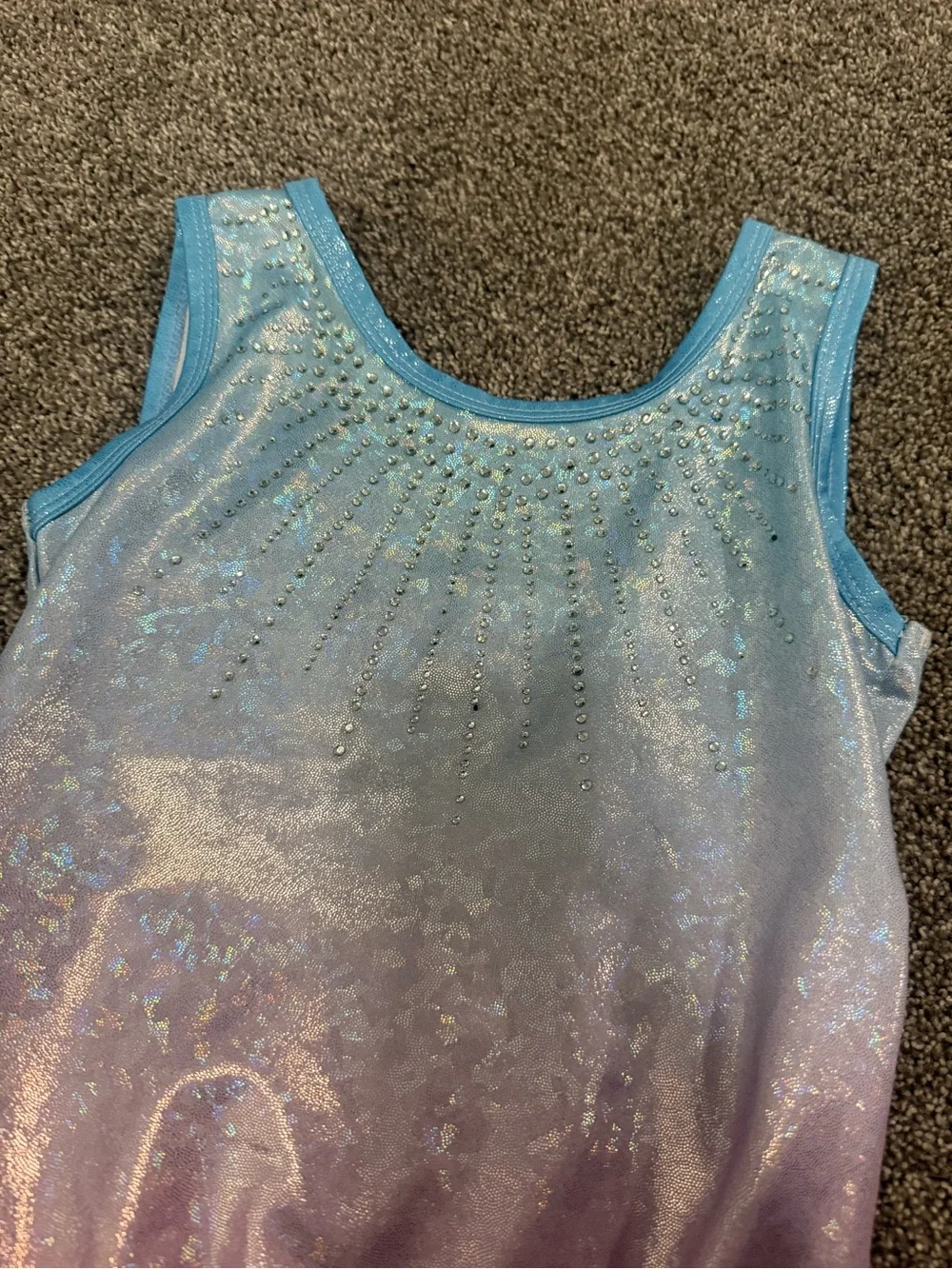 Girls Blue to Pink Ombre Sparkle Gymnastics Leotard Sz CL - Picture 4 of 5